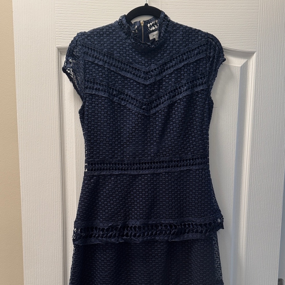 Lace Midi Dress in Navy - Brand Unknown